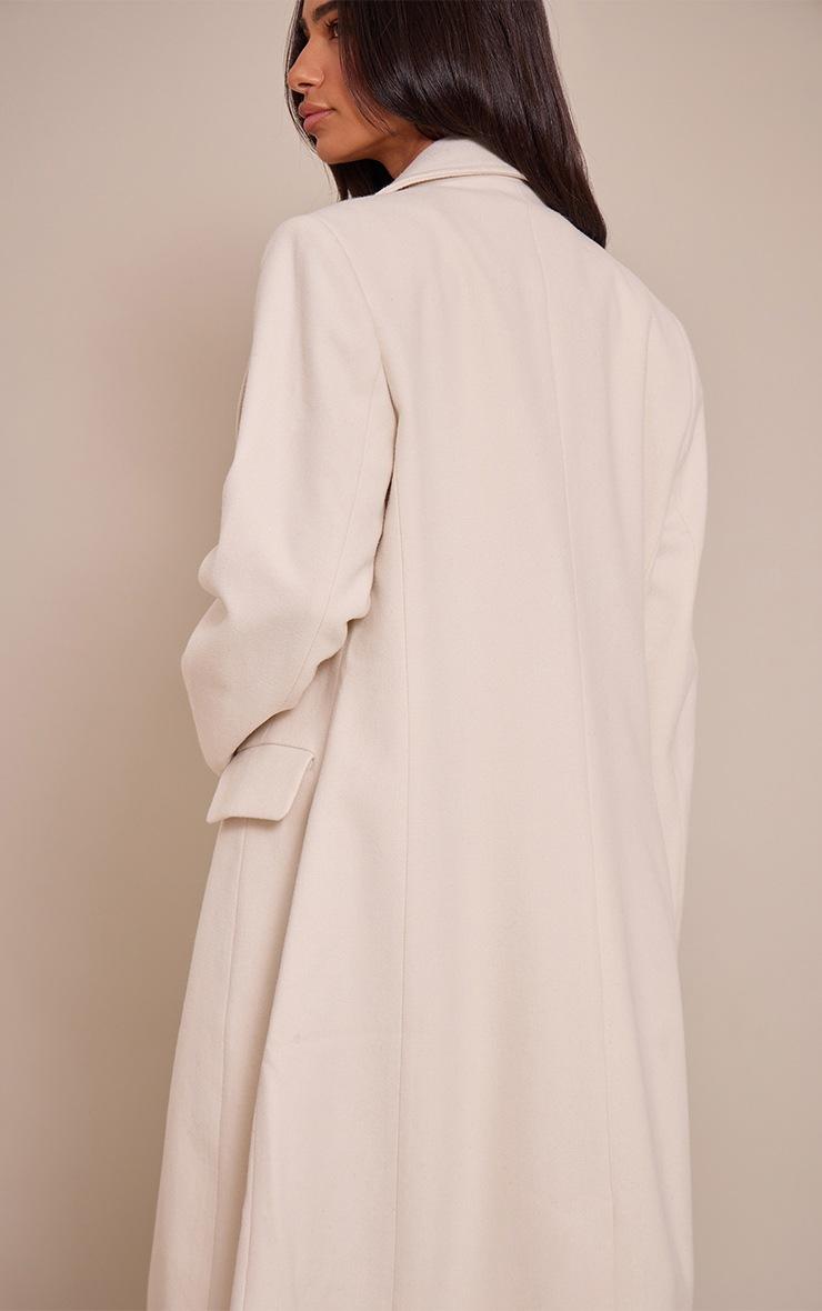Pretty Little Thing Petite Cream Single Breasted Seam Detail Wool Look Maxi Coat