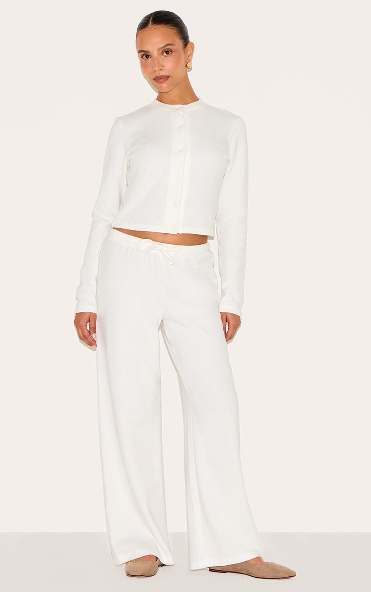 Pretty Little Thing Petite Cream Super Soft Drawstring Wide Leg Pants