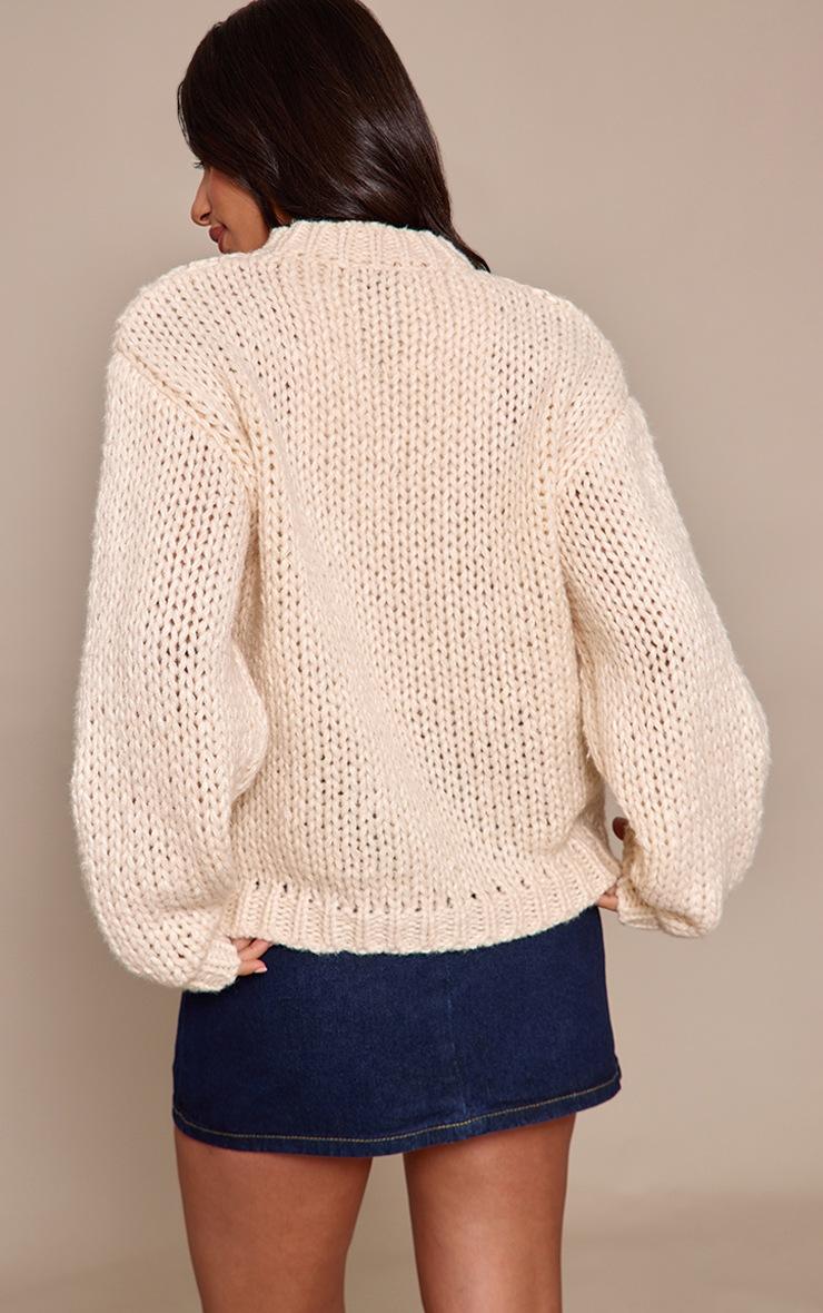 Pretty Little Thing Petite Cream Twist Chunky Knitted Sweater