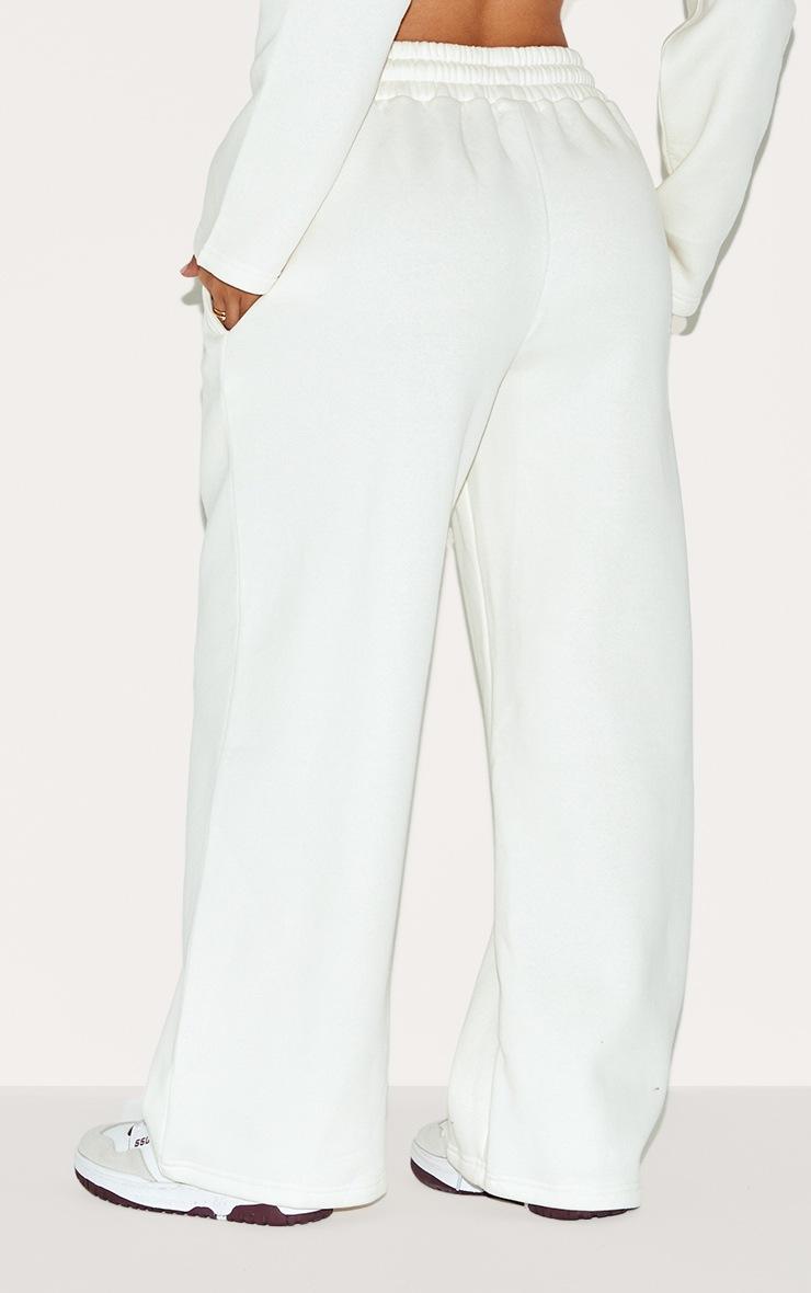 Pretty Little Thing Petite Cream Wide Leg Elastic Waist Drawstring Sweatpants