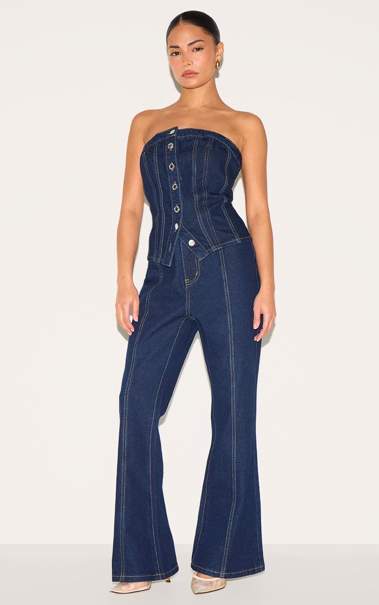 Pretty Little Thing Petite Dark Indigo Contrast Seam Bandeau Corset