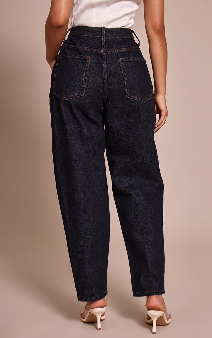 Pretty Little Thing Petite Dark Indigo High Waist Mom Jeans