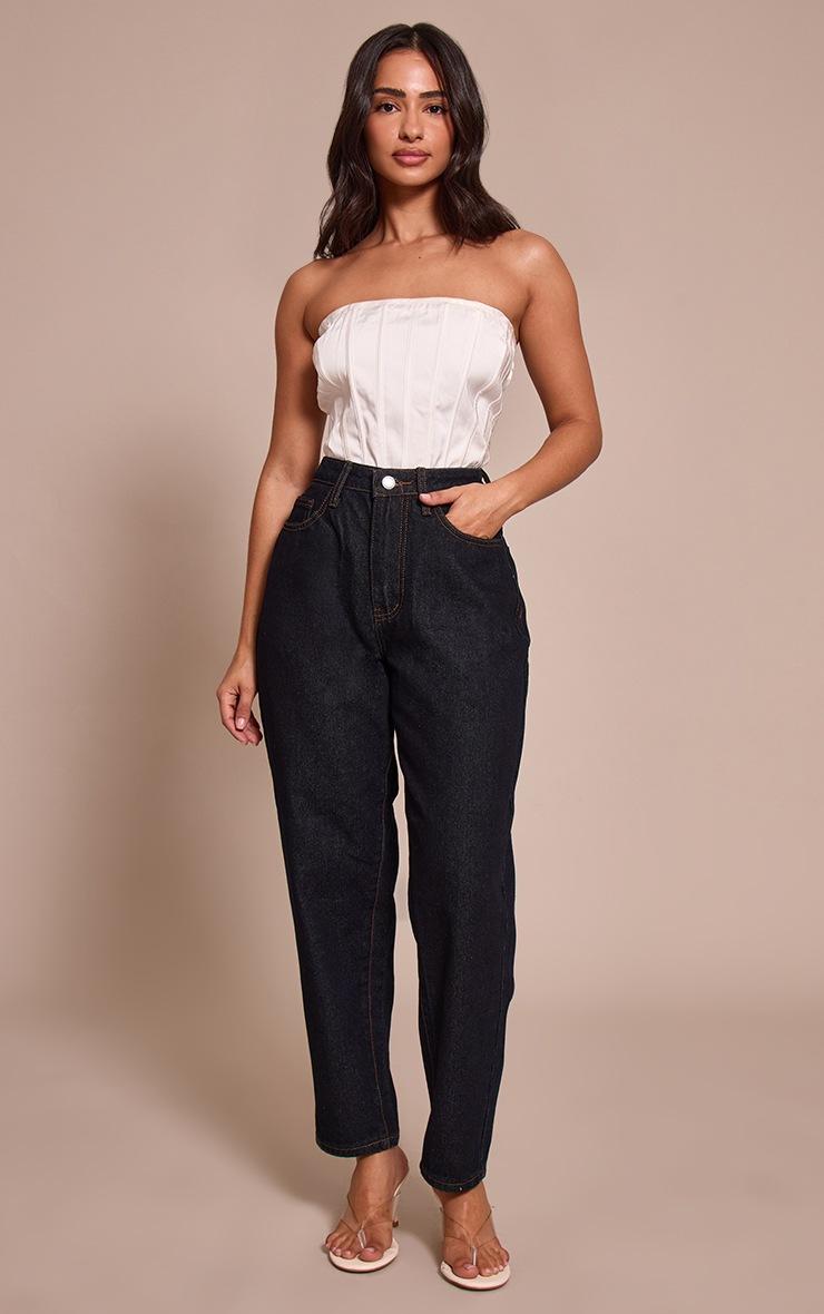 Pretty Little Thing Petite Dark Indigo High Waist Mom Jeans