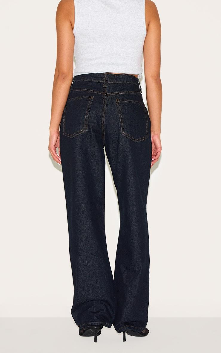 Pretty Little Thing Petite Dark Indigo High Waist Straight Leg Jeans