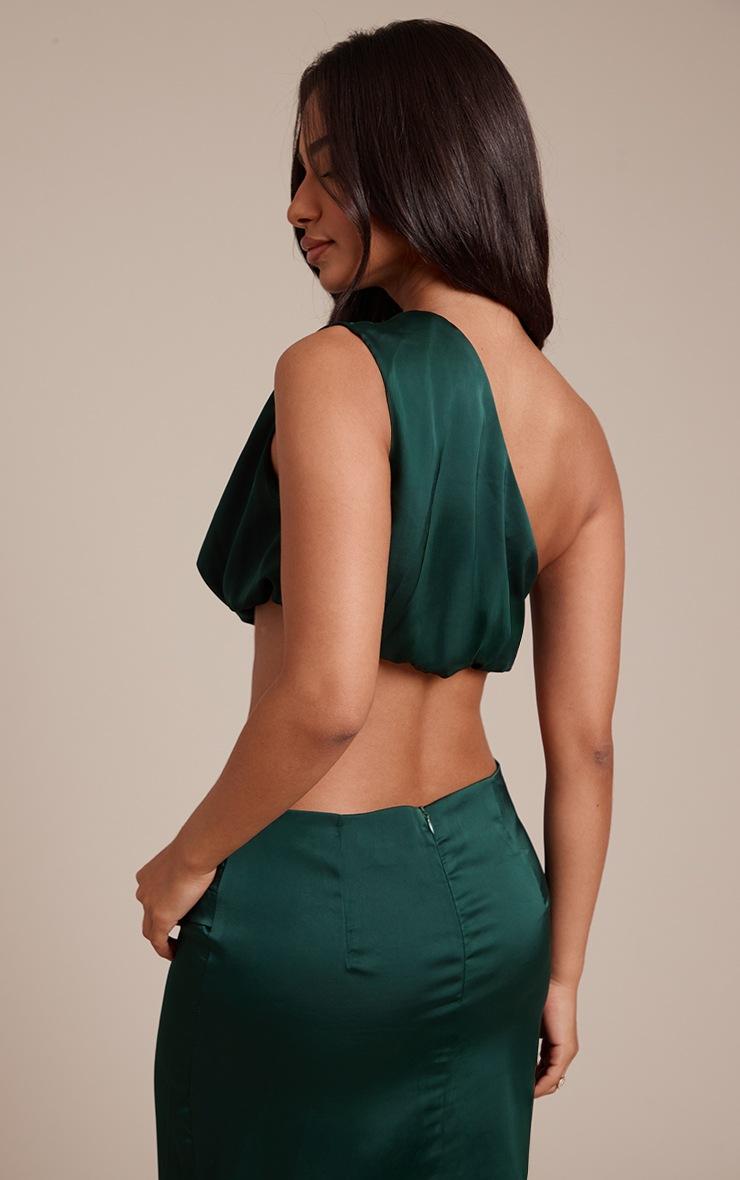 Pretty Little Thing Petite Dark Olive Flowy Drape One Shoulder Top