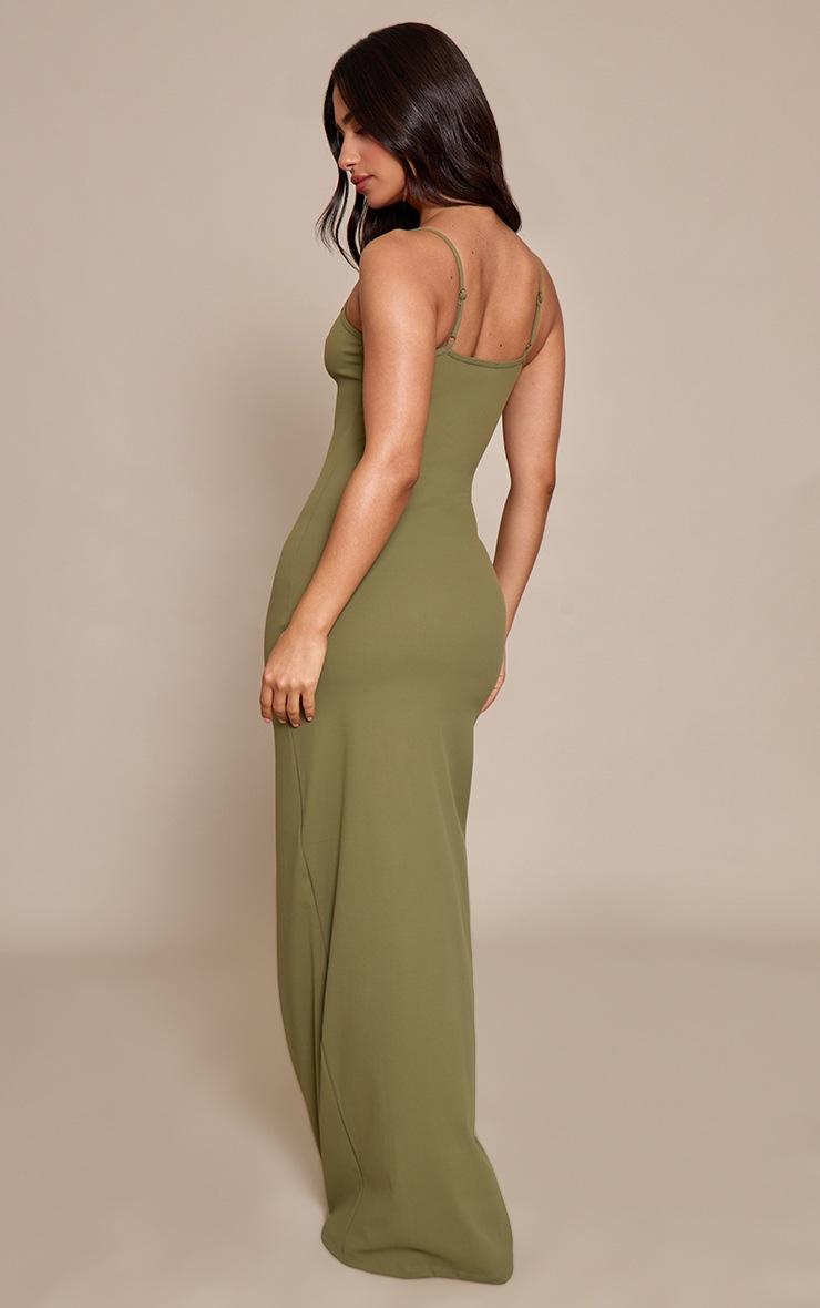 Pretty Little Thing Petite Dark Olive Snatched Sculpt Strappy Maxi Dress