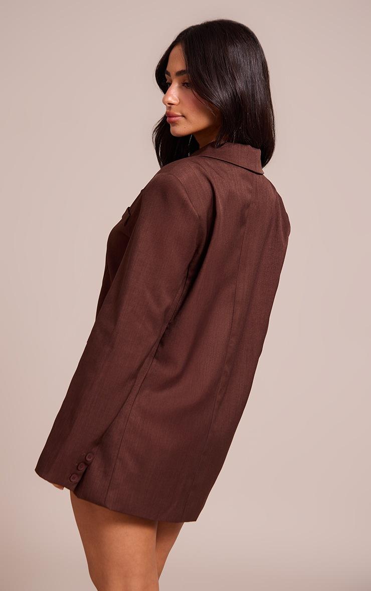 Pretty Little Thing Petite Deep Chocolate Oversized Blazer