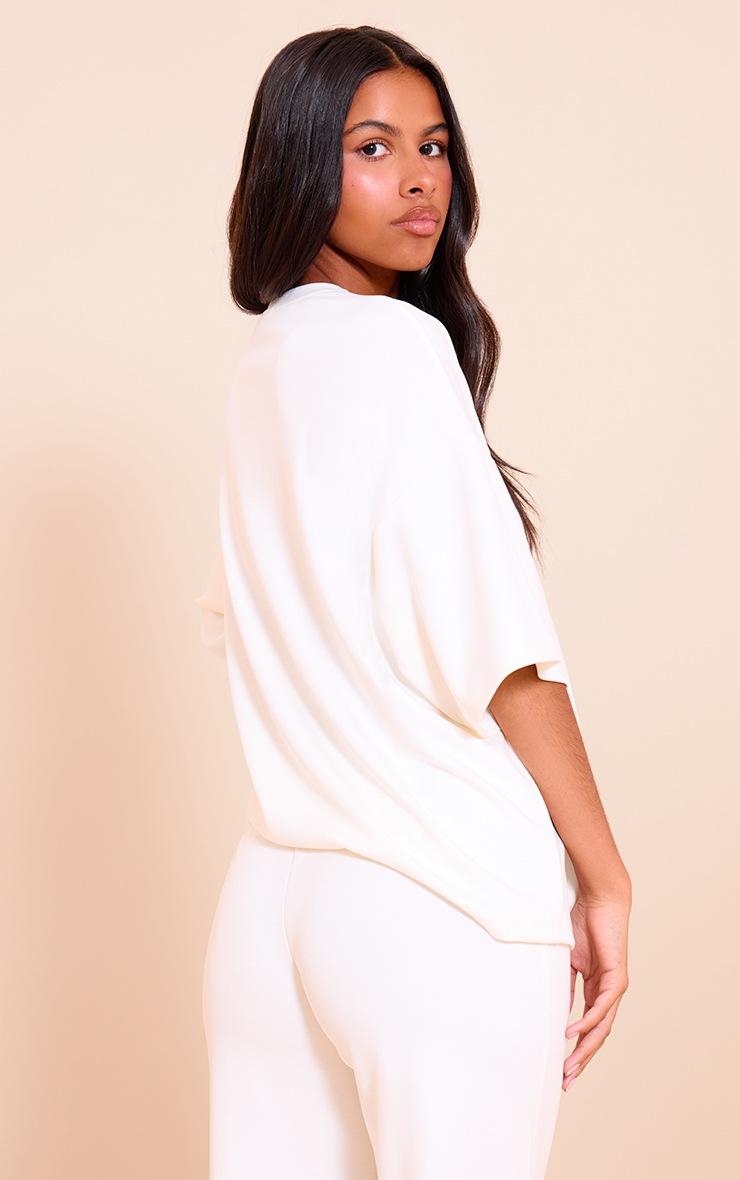 Pretty Little Thing Petite Ecru Modal Oversized Short Sleeve Top