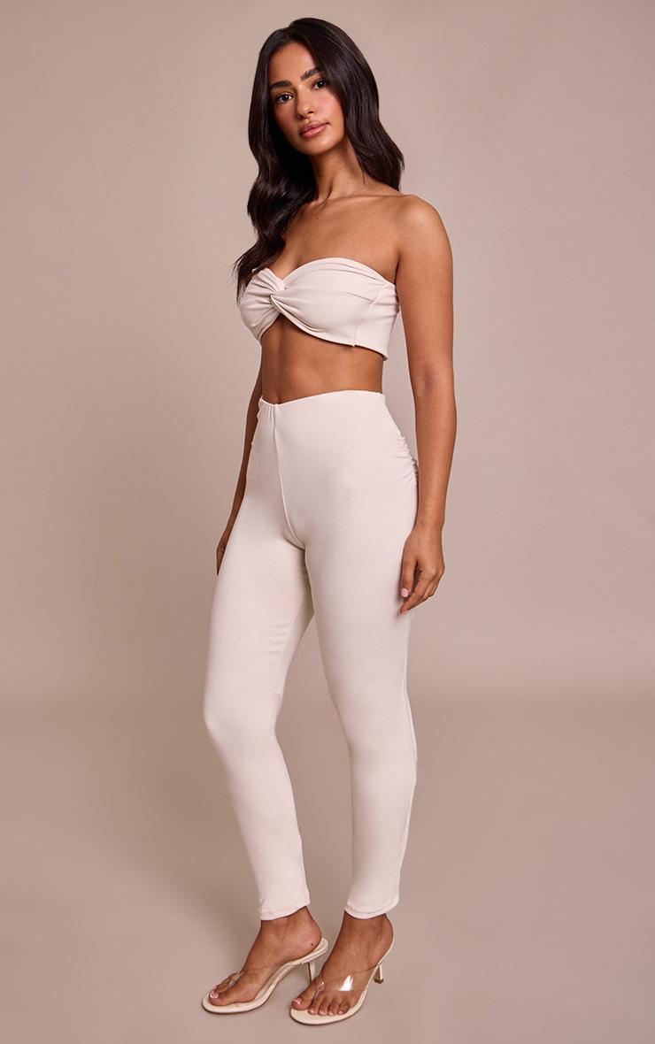 Pretty Little Thing Petite Ecru Super Soft Ruched Leggings