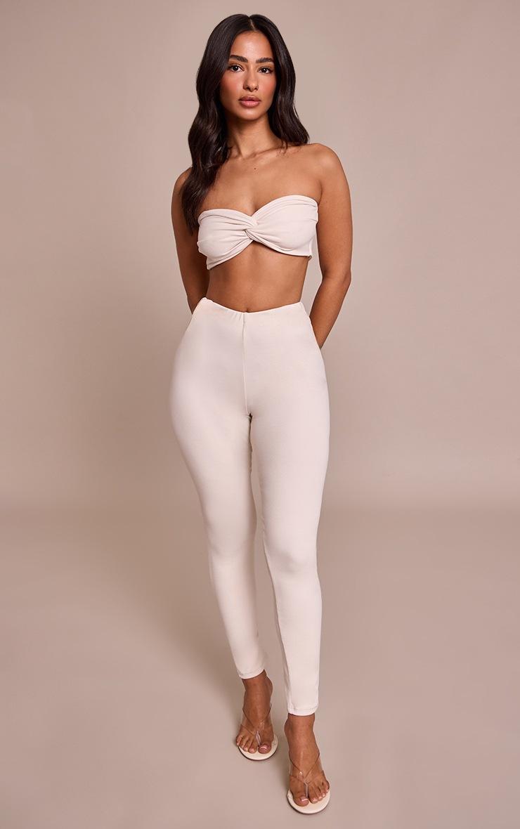 Pretty Little Thing Petite Ecru Super Soft Ruched Leggings