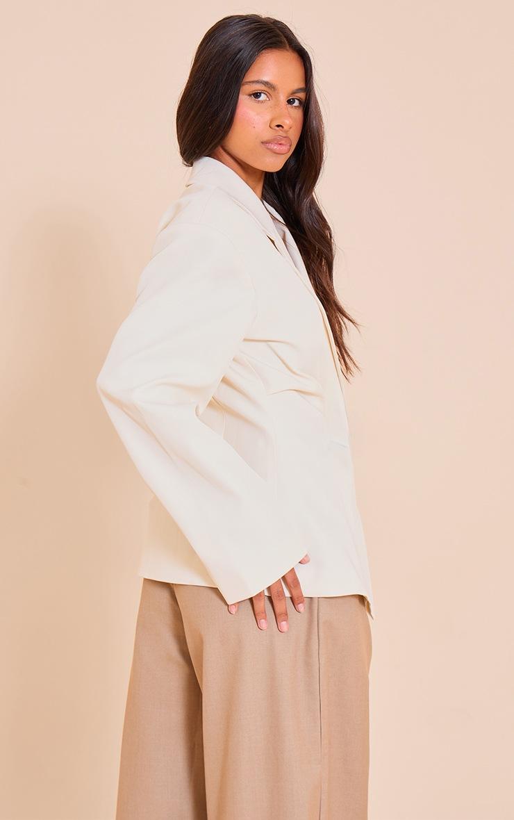 Pretty Little Thing Petite Ecru Tailored Cinched Waist Blazer