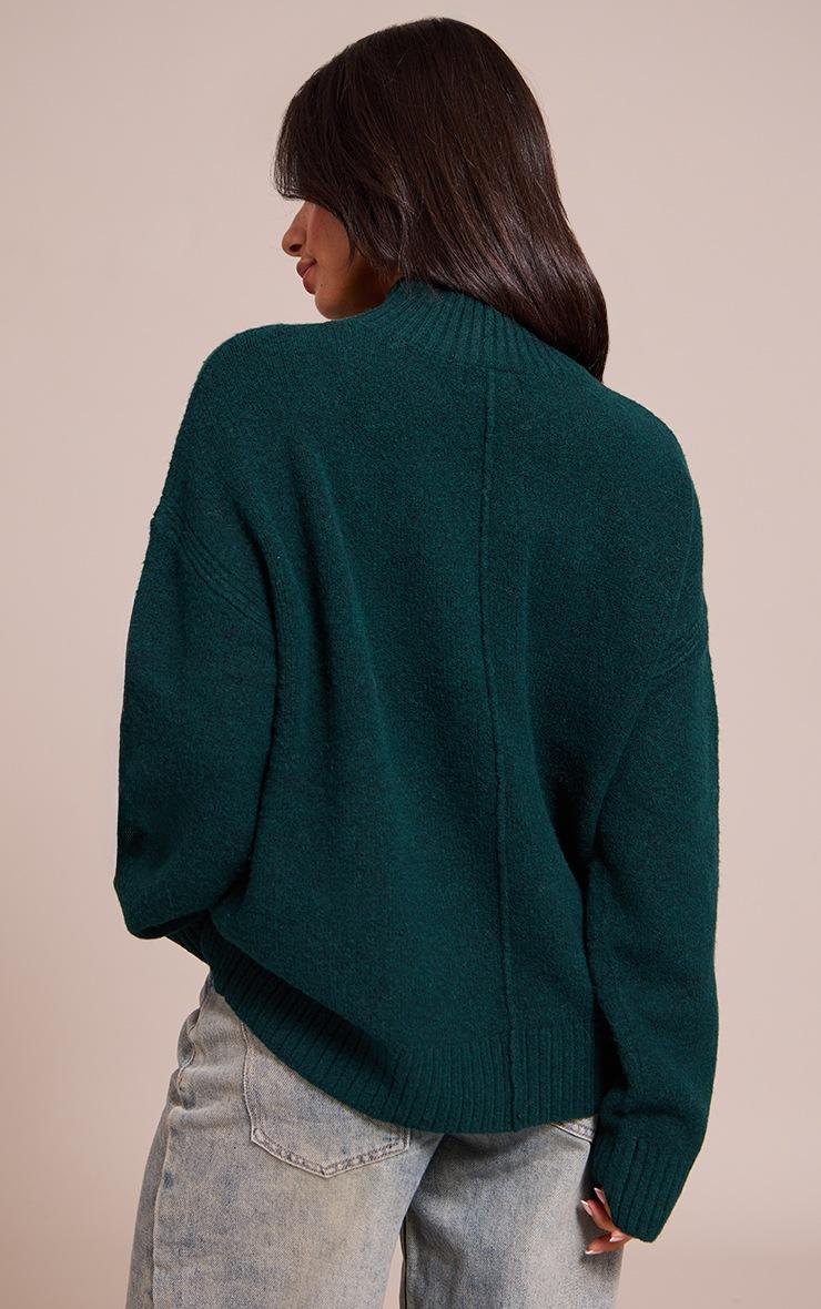 Pretty Little Thing Petite Emerald Knit Oversized Polo Neck Sweater