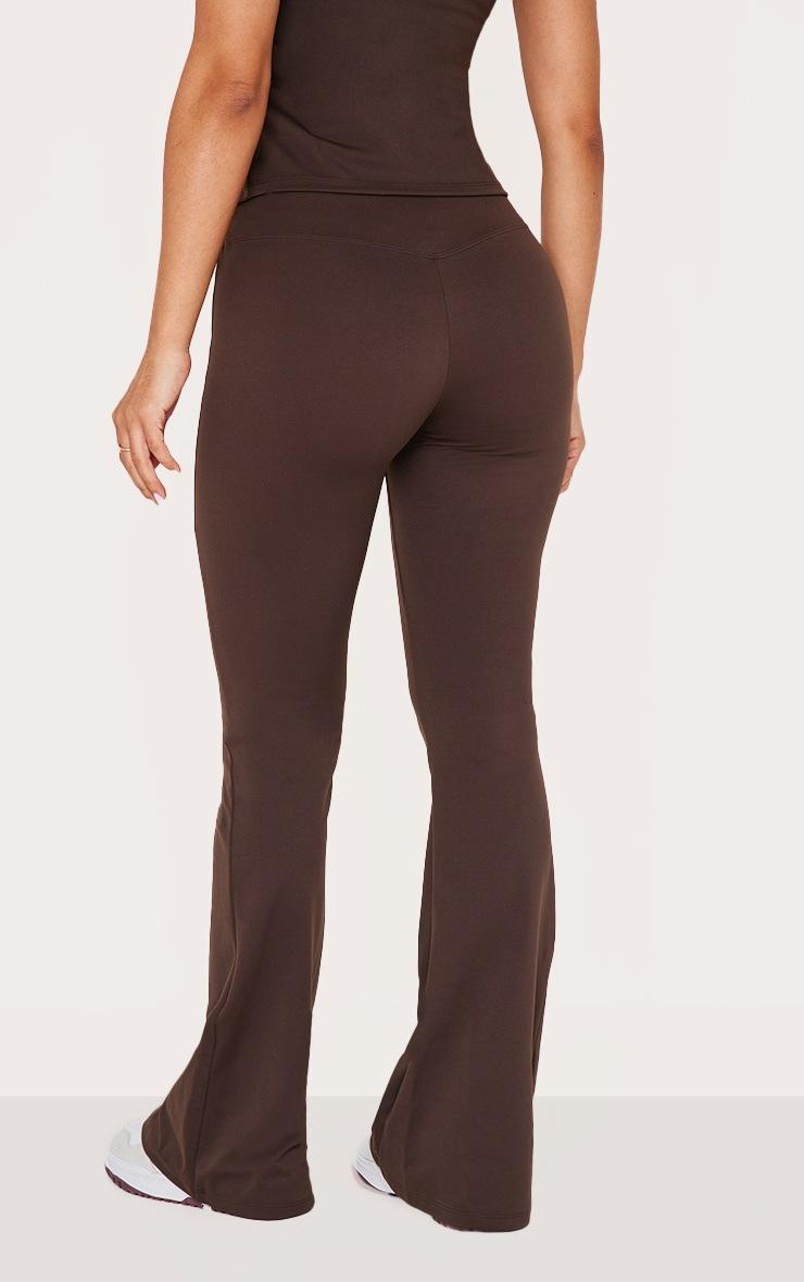 Pretty Little Thing Petite Espresso Sculpt High Waist Flared Yoga Pants