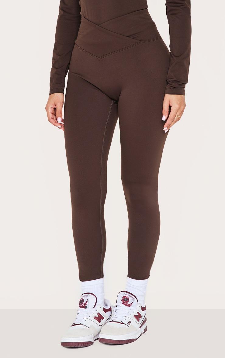 Pretty Little Thing Petite Espresso Sculpt Wrap Waist Gym Legging