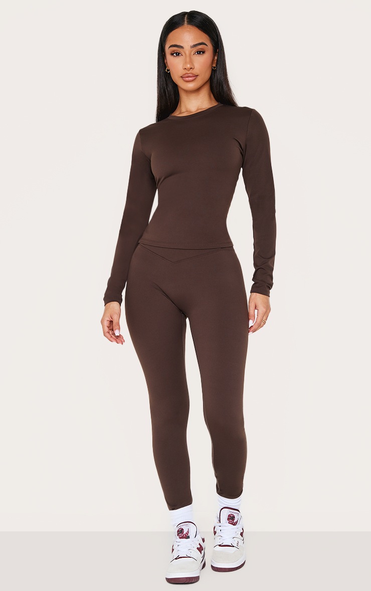 Pretty Little Thing Petite Espresso Sculpt Wrap Waist Gym Legging