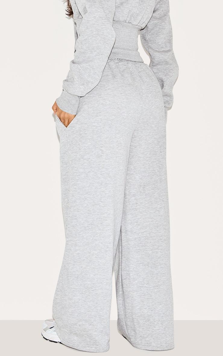 Pretty Little Thing Petite Grey Marl Drawstring Wide Leg Sweatpants