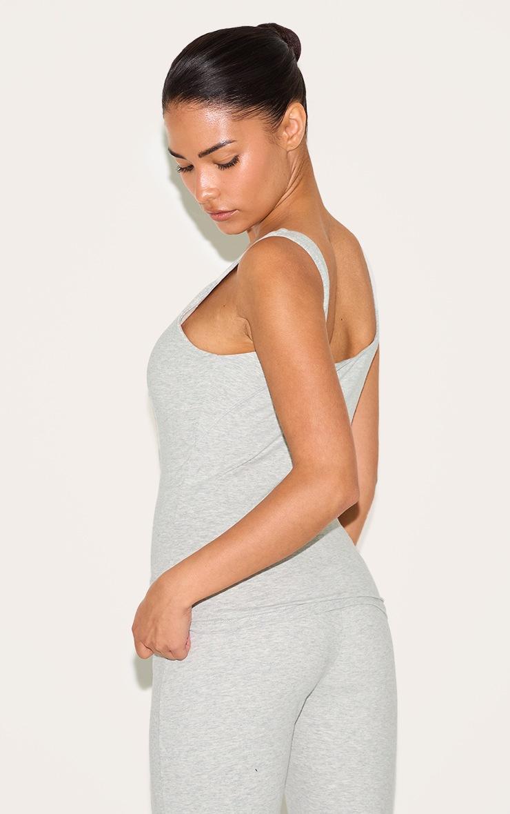 Pretty Little Thing Petite Grey Marl Longline Sculpt Padded Sports Bra