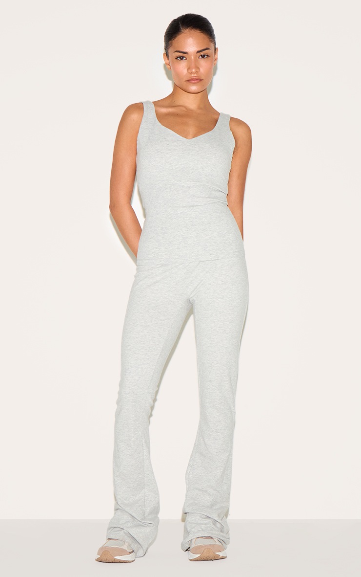 Pretty Little Thing Petite Grey Marl Longline Sculpt Padded Sports Bra