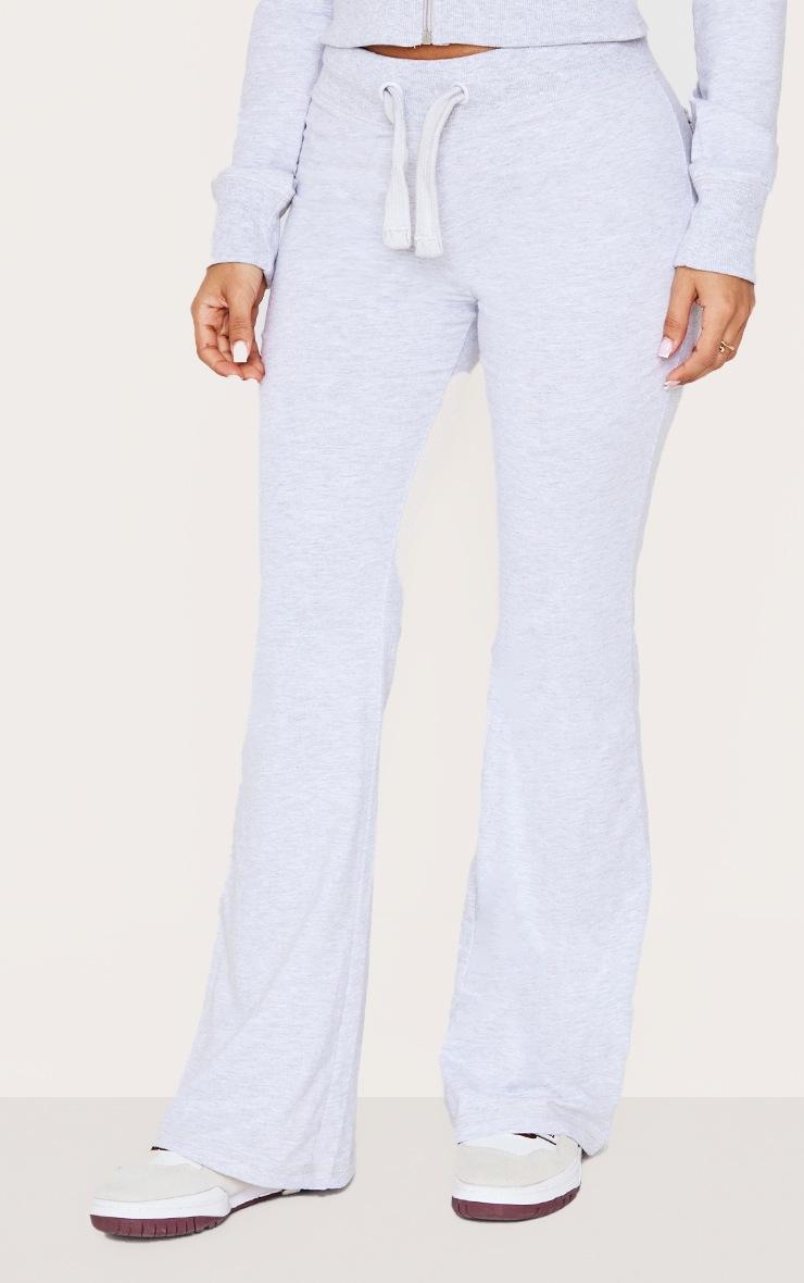 Pretty Little Thing Petite Grey Marl Low Rise Skinny Flare Pants