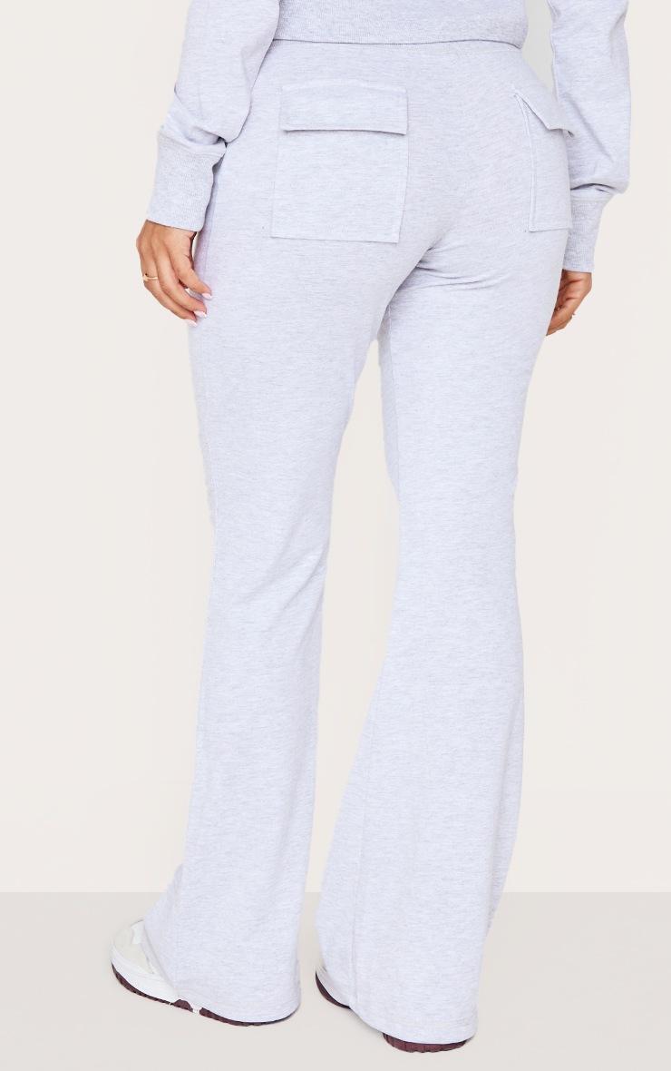Pretty Little Thing Petite Grey Marl Low Rise Skinny Flare Pants