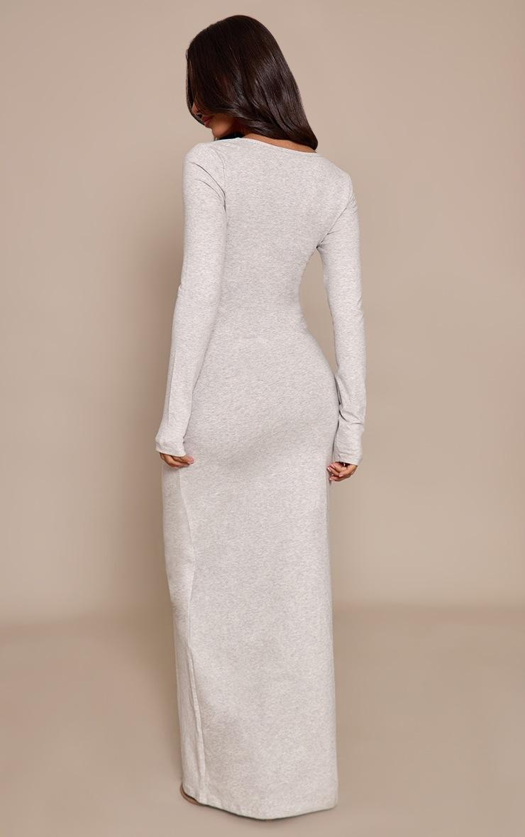 Pretty Little Thing Petite Grey Marl Snatched Sculpt Long Sleeve Maxi Dress