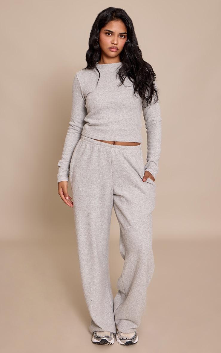 Pretty Little Thing Petite Grey Marl Super Soft Low Rise Drawstring Pants