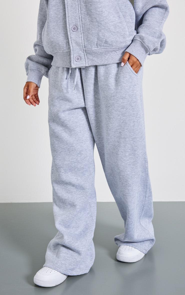 Pretty Little Thing Petite Grey Marl Wide Leg Elasticated Drawstring Sweatpants