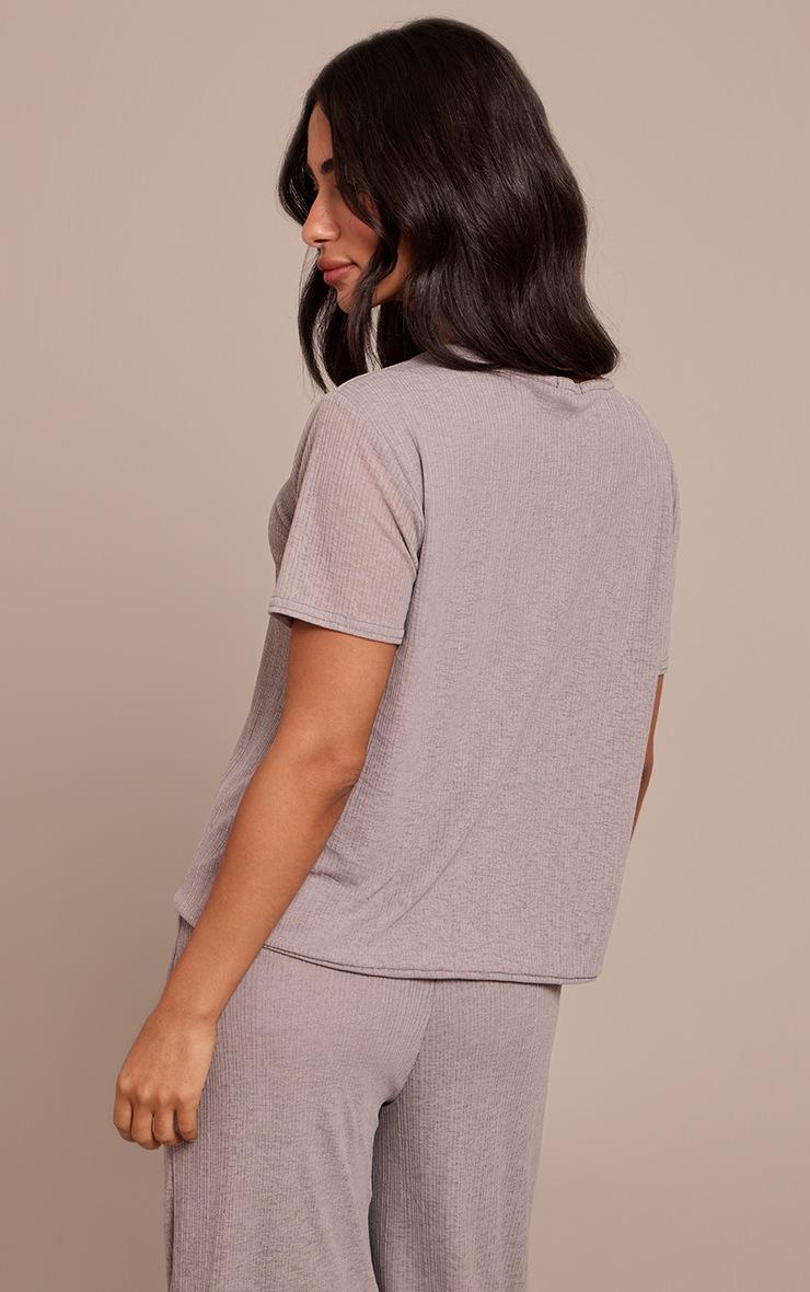 Pretty Little Thing Petite Grey Sheer Textured Flowy Top