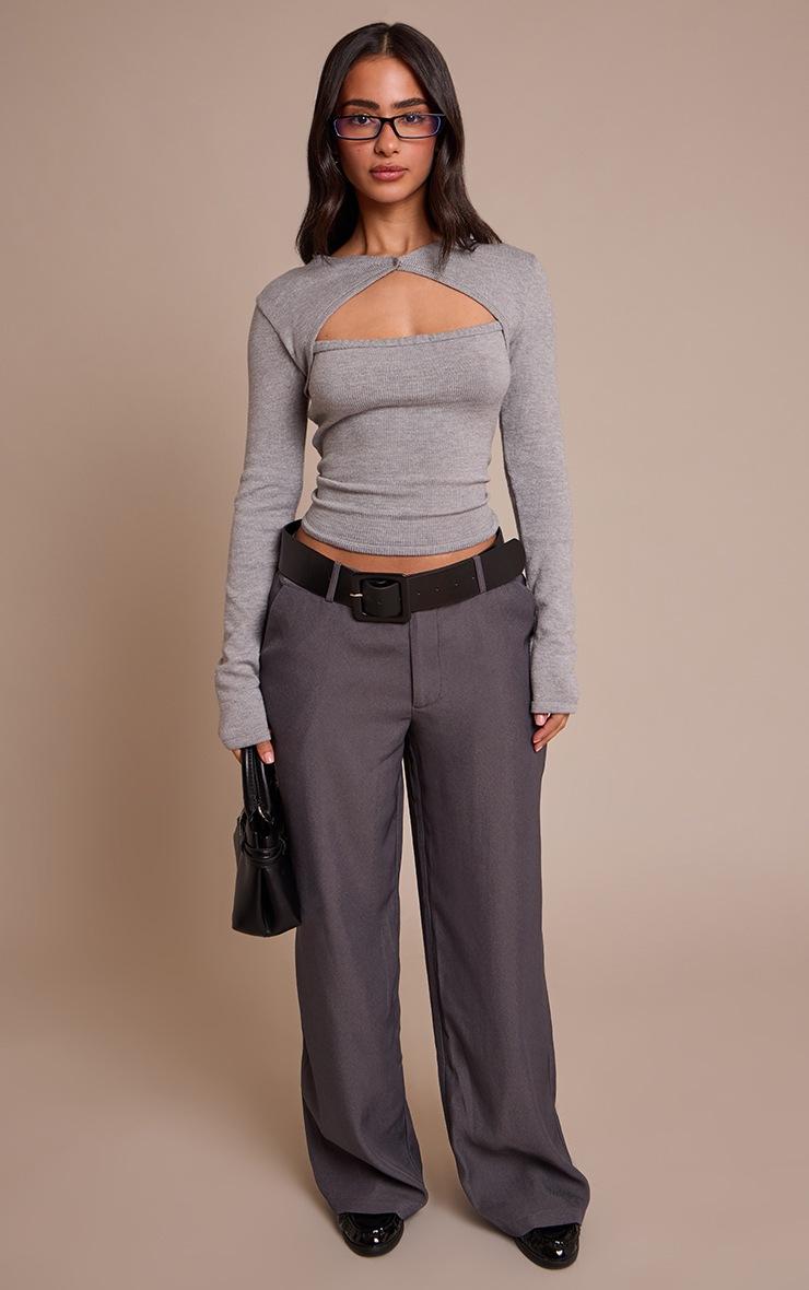 Pretty Little Thing Petite Grey Shrug Detail Knitted Sweater