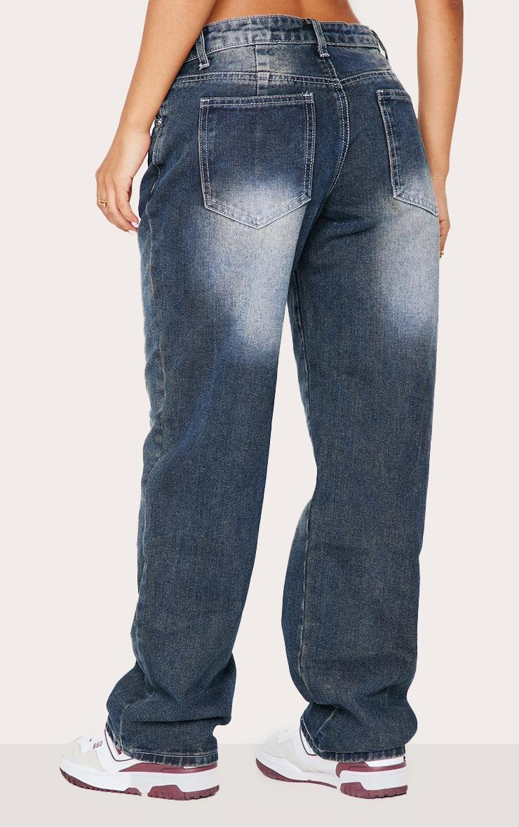 Pretty Little Thing Petite Grey Used Bleach Rigid Low Rise Straight Leg Jeans