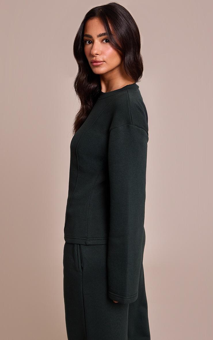 Pretty Little Thing Petite Hunter Green Long Sleeve Waist Cinched Sweatshirt