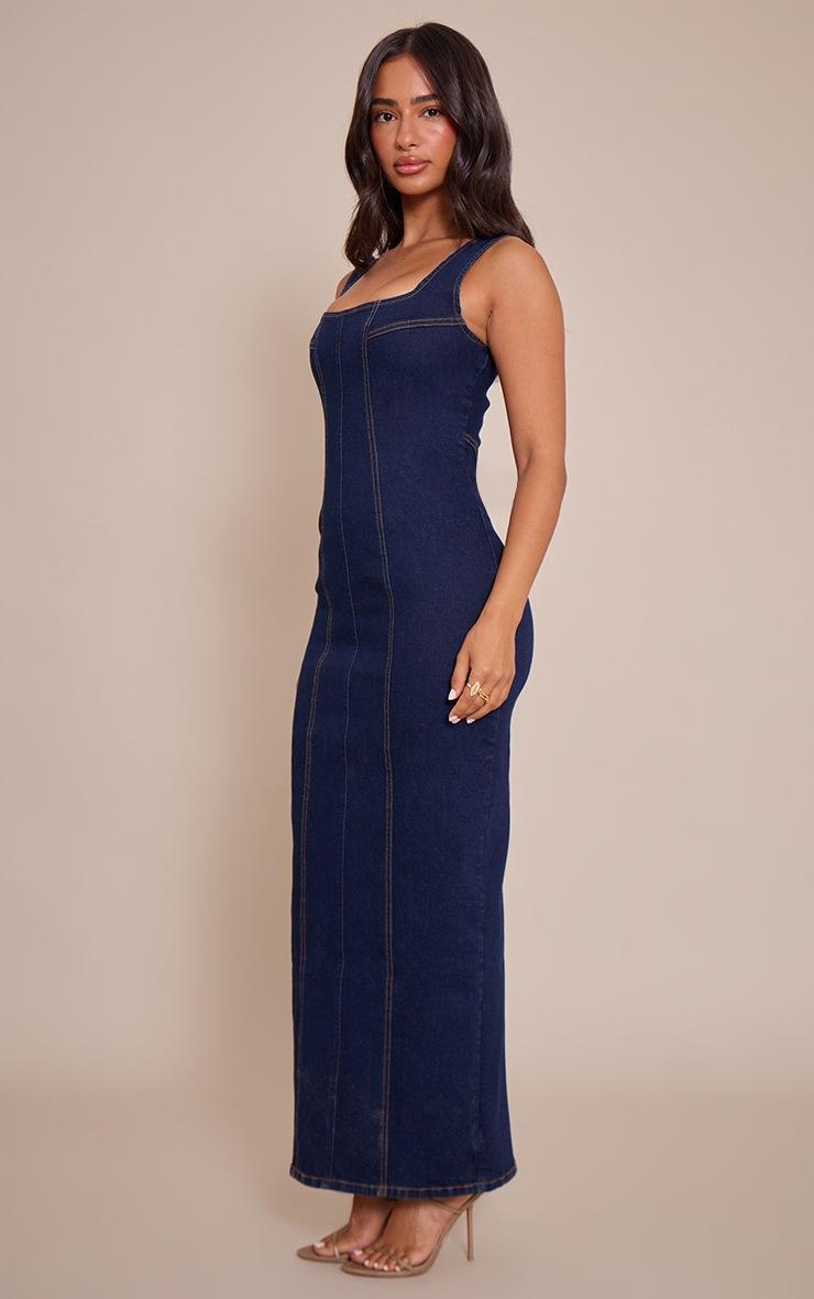 Pretty Little Thing Petite Indigo Bodycon Seam Detail Denim Maxi Dress