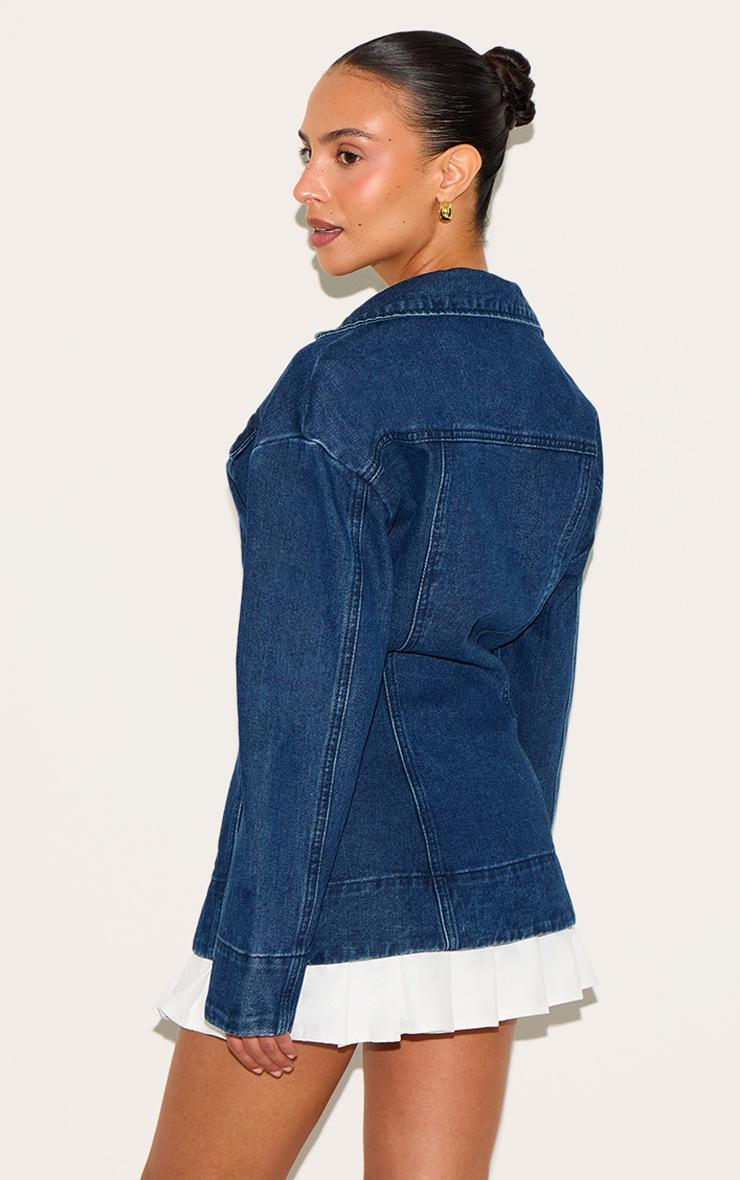 Pretty Little Thing Petite Indigo Denim Fitted Mini Dress With Pleat Details