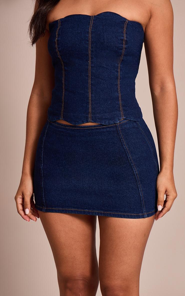 Pretty Little Thing Petite Indigo Denim Fitted Mini Skirt