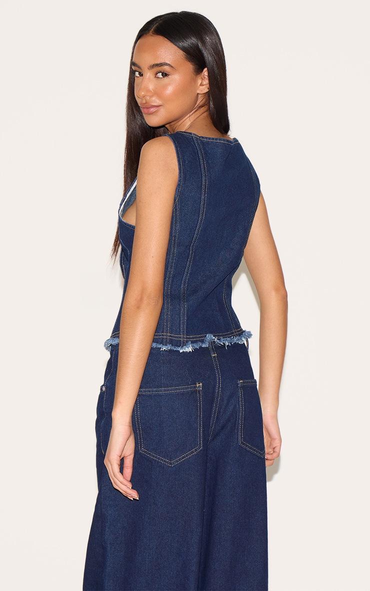 Pretty Little Thing Petite Indigo Denim Sleeveless Fitted Longline Vest