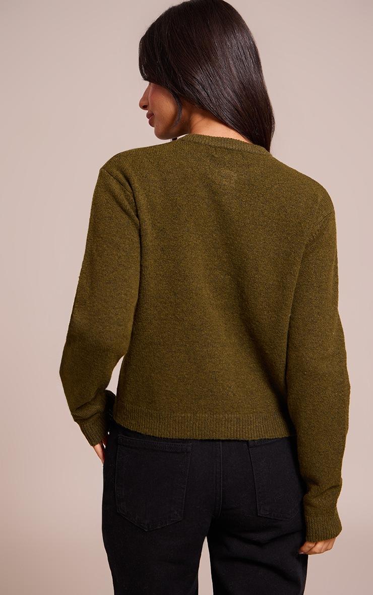 Pretty Little Thing Petite Khaki Knit Button Through Cardigan