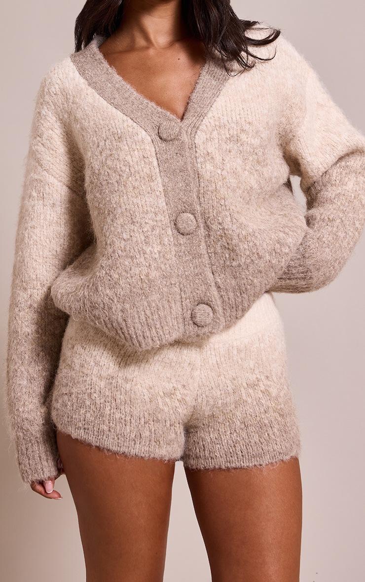 Pretty Little Thing Petite Knitted Grey Ombre Brushed Shorts