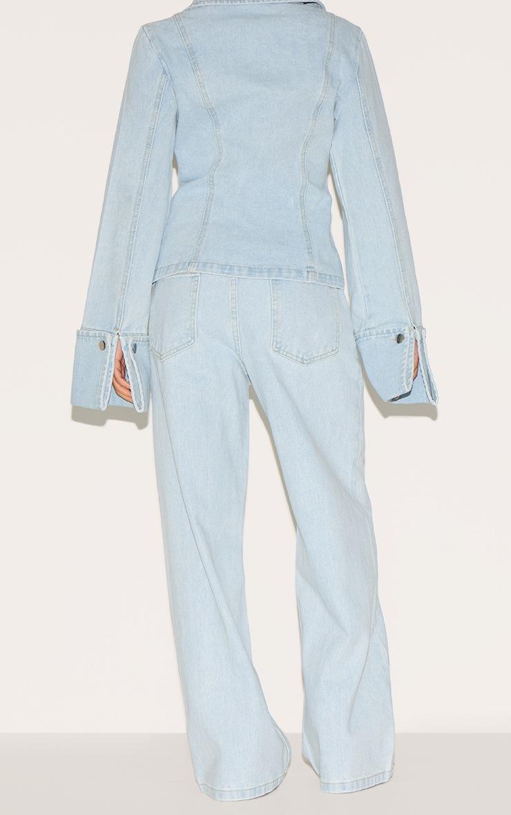 Pretty Little Thing Petite Light Blue Straight Leg Mid Rise Jeans