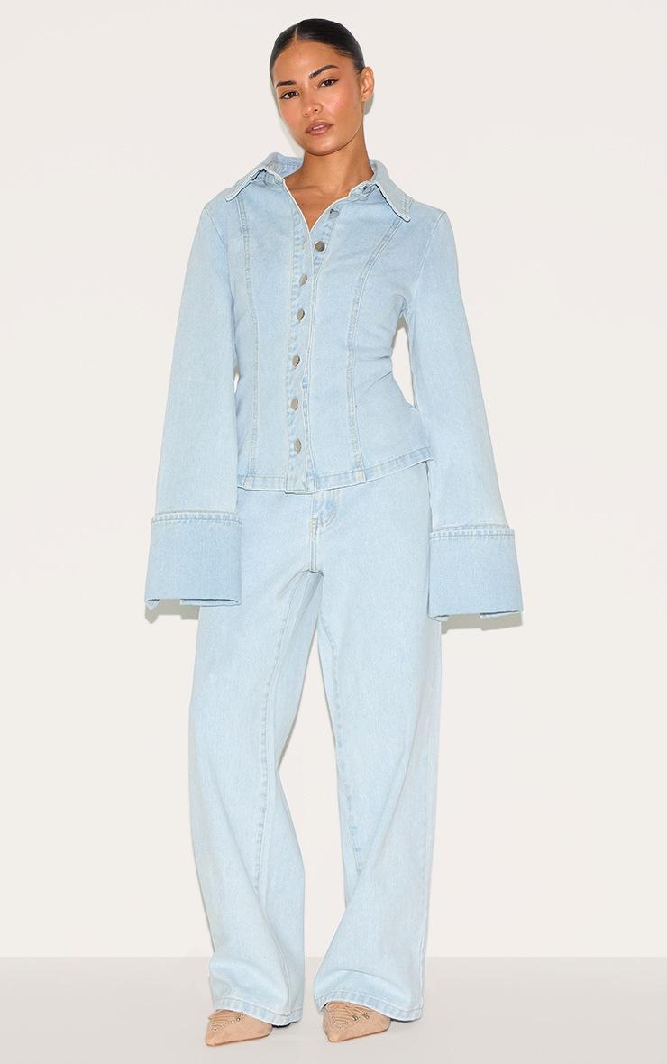 Pretty Little Thing Petite Light Blue Straight Leg Mid Rise Jeans