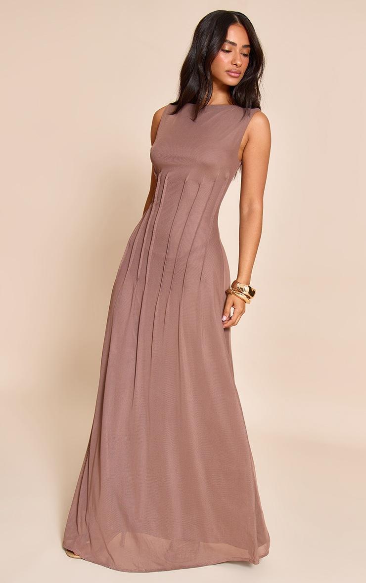 Pretty Little Thing Petite Mauve Front Seam Detail Maxi Dress