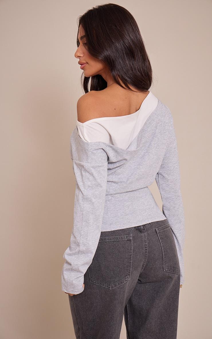 Pretty Little Thing Petite Multi Double Layer Asymmetric Detail Top