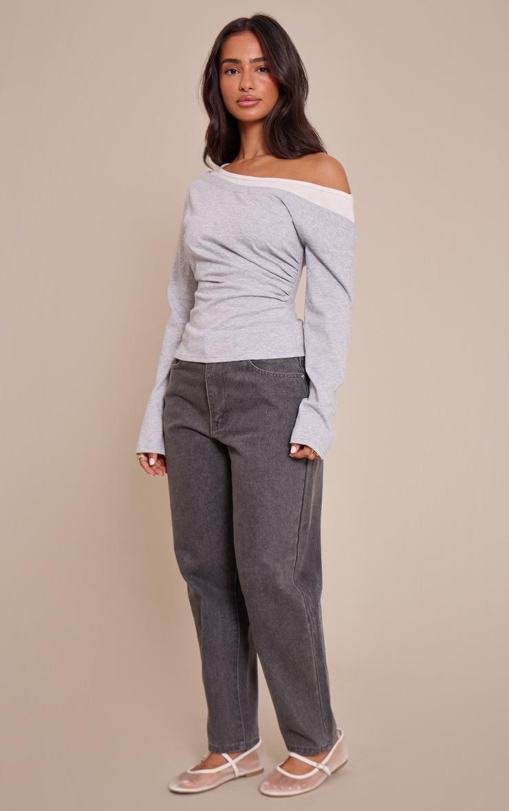 Pretty Little Thing Petite Multi Double Layer Asymmetric Detail Top