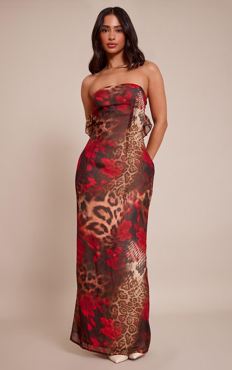 Pretty Little Thing Petite Multi Printed Bandeau Maxi Dress