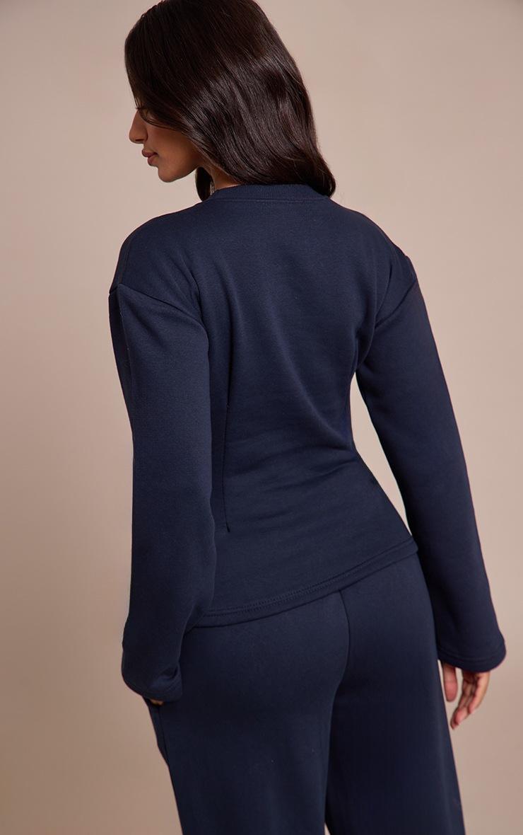 Pretty Little Thing Petite Navy Long Sleeve Waist Cinched Sweatshirt