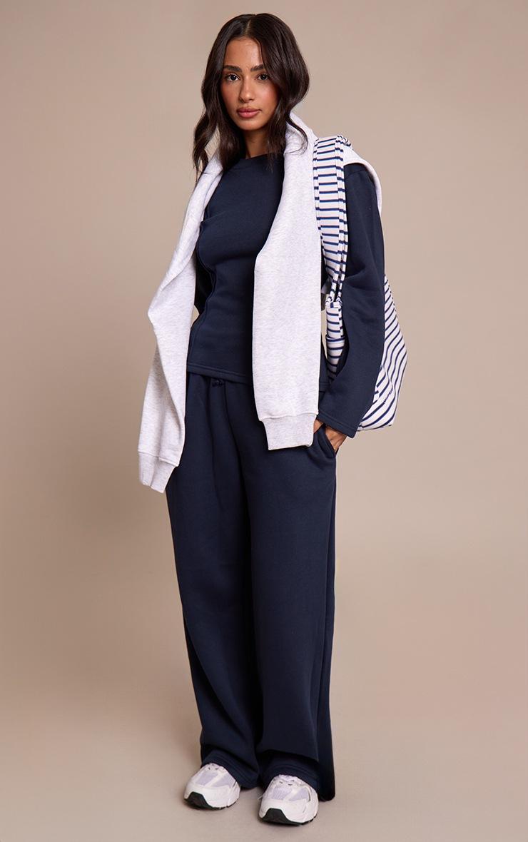 Pretty Little Thing Petite Navy Long Sleeve Waist Cinched Sweatshirt