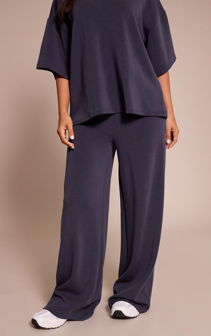 Pretty Little Thing Petite Navy Modal Elasticated Waist Wide Leg Pants
