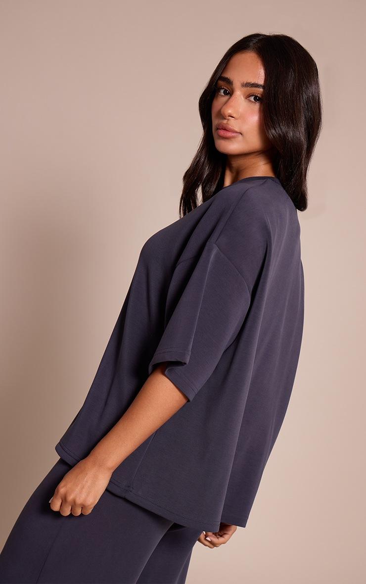 Pretty Little Thing Petite Navy Modal Oversized Short Sleeve Top