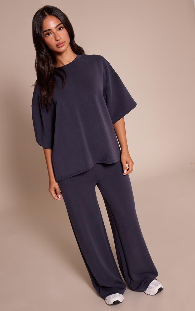 Pretty Little Thing Petite Navy Modal Oversized Short Sleeve Top