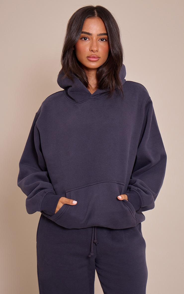 Pretty Little Thing Petite Navy Oversized Pull Over Hoodie