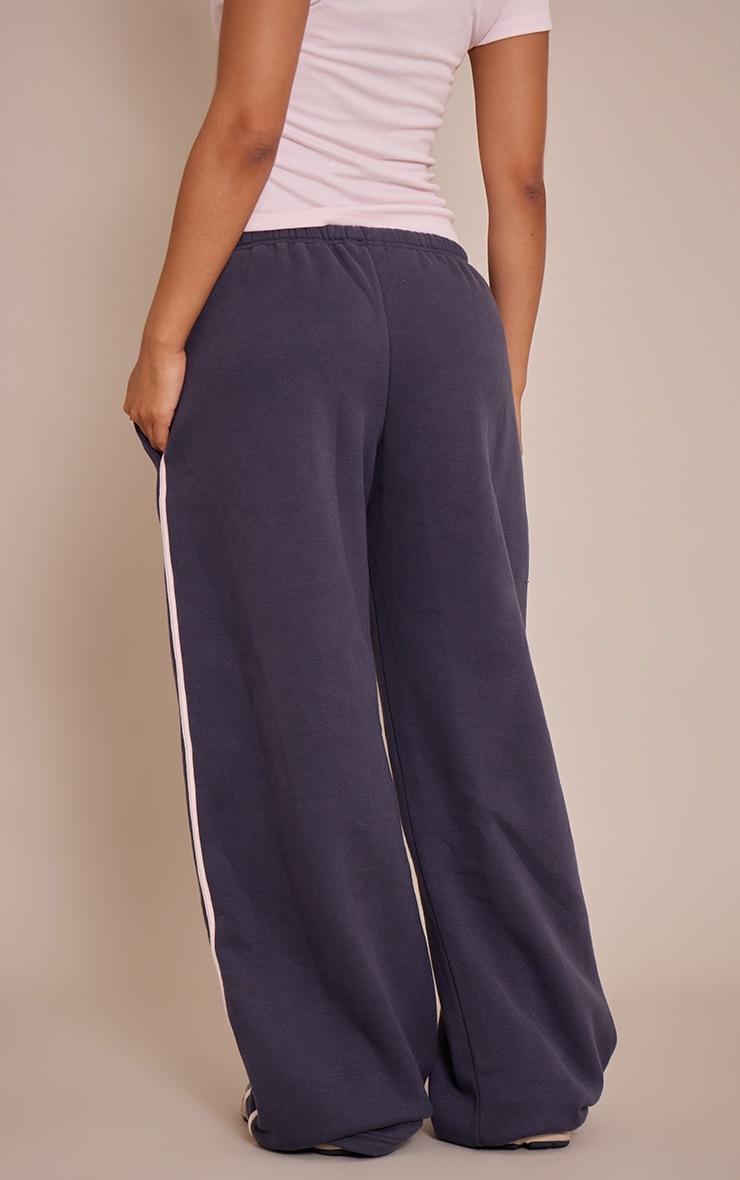 Pretty Little Thing Petite Navy Sports Club Print Wide Leg Sweatpants